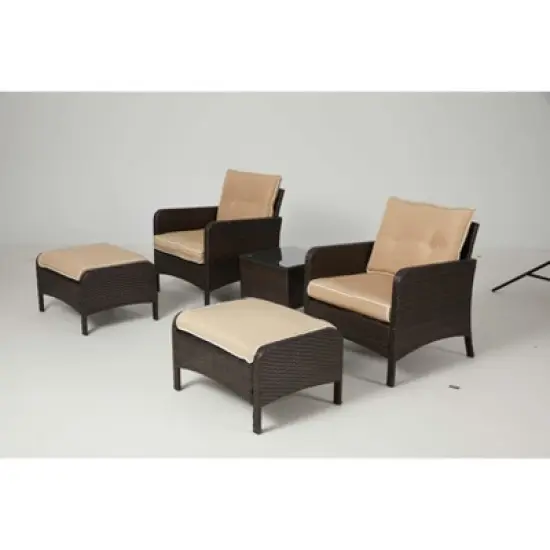 COWLOWN Beige Accented Outdoor Furniture Set, High Back Swivel Chairs, Brown Wicker Sofa for Porch, Backyard image {9}