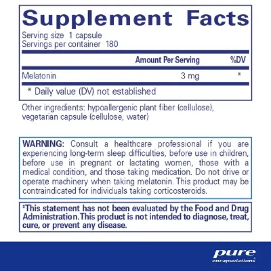 Pure Encapsulations Melatonin 3 mg - to Support Natural Sleeping & Relief of Occasional Sleeplessness - for Natural Sleep Support* image {1}