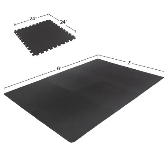 Fleming Supply Interlocking Foam Floor Tiles - 24" x 24", Black, Pack of 6 image {2}