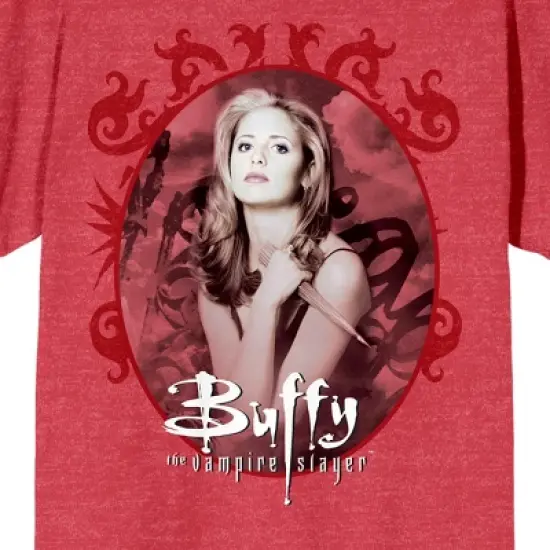 Buffy The Vampire Slayer Buffy In Oval Frame Crew Neck Short Sleeve Red Heather Women's T-shirt image {1}