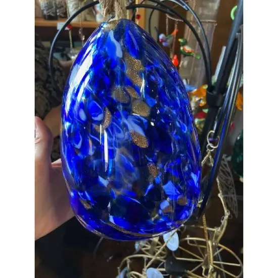 Evergreen Art Glass Speckle Deep Blue Bell Chime image {4}