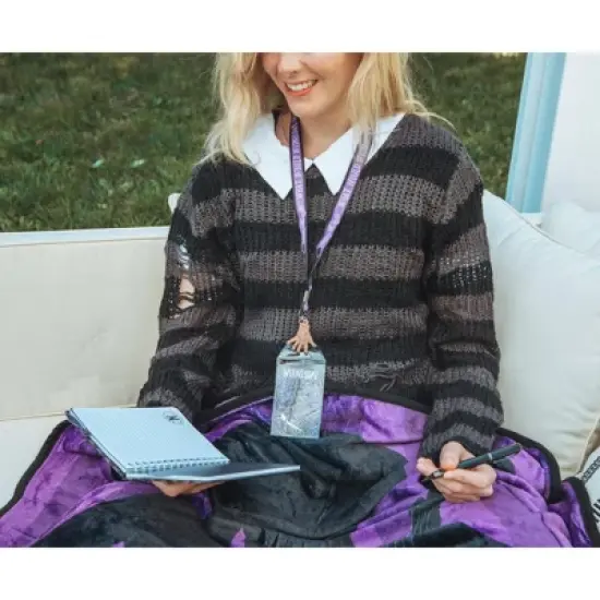 Silver Buffalo Addams Family Wednesday Silhouette Lanyard with ID Badge Holder and Thing Charm image {7}