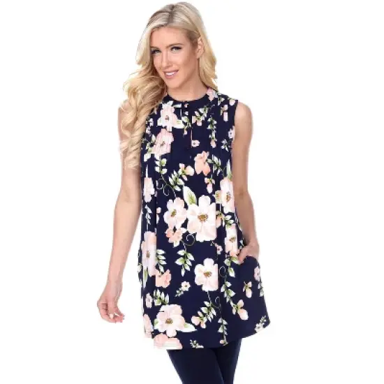 Women's Floral Printed Sleeveless Rosaleen Tunic - White Mark image {3}