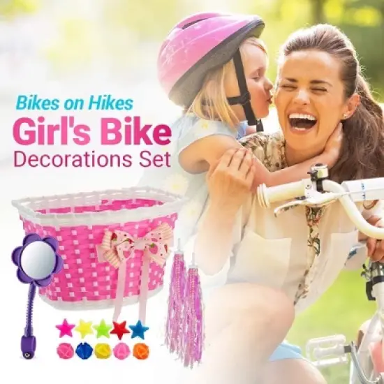 Girls&rsquo; Bicycle Decoration Kit &ndash; Complete Accessory Set with Basket, Handlebar Streamers, Spoke Beads & Rearview Mirror image {5}