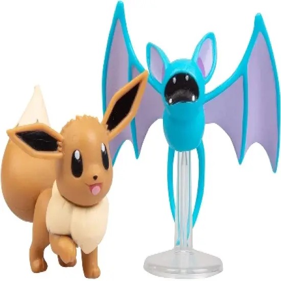 Jazwares Pokemon Battle Figure Multi Pack Set with Launching Action - Includes Ash, Pikachu, Zubat, Eevee, Ditto and Bulbasaur, 6 Pieces image {2}
