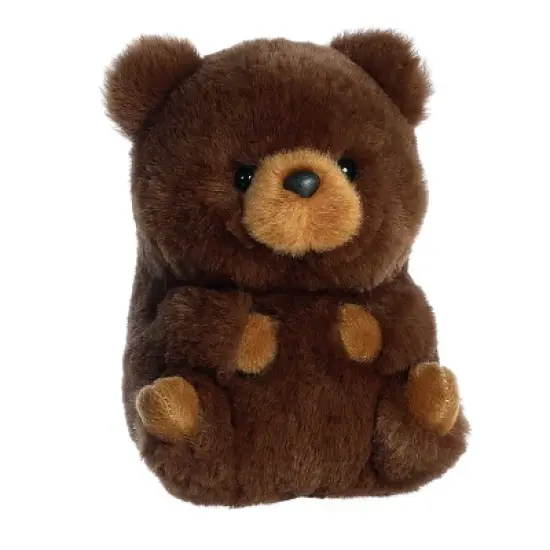 Aurora Mini Brambles Brown Bear Rolly Pet Round Stuffed Animal Brown 5.5" image {1}
