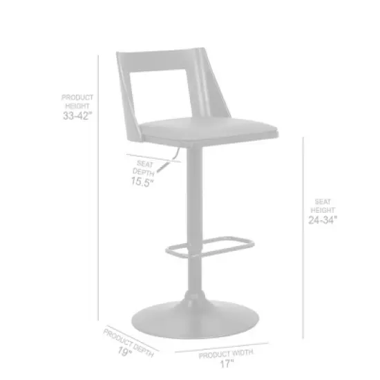 Milan Adjustable Swivel Faux Leather Metal Barstool Black - Armen Living image {9}
