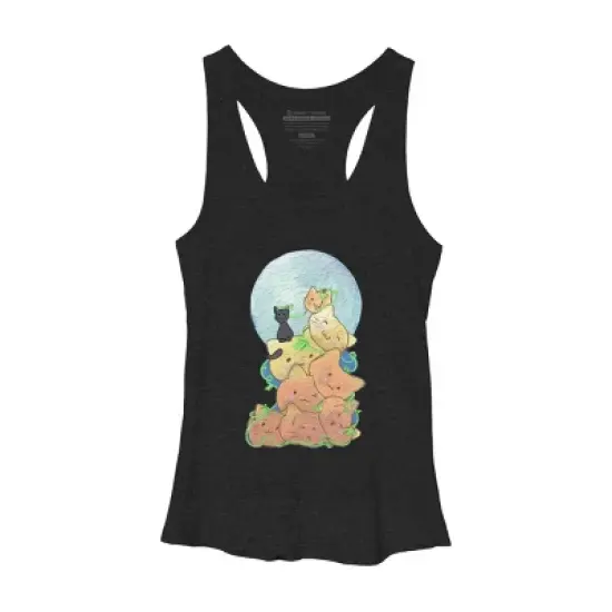 Women's Design By Humans Cat Pumpkin Pile By AwkwardDragon Racerback Tank Top image {10}