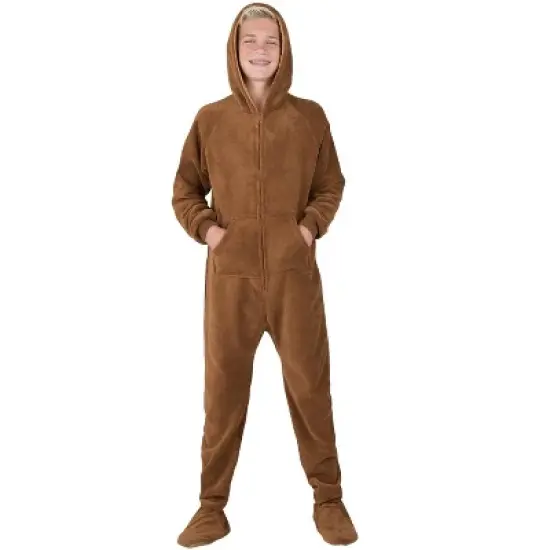 Footed Pajamas - Teddy Bear Kids Hoodie Chenille Onesie image {1}