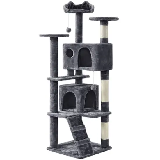 Yaheetech 61.5"H Cat Tree with 2 Condos for Kittens Small Cats image {9}