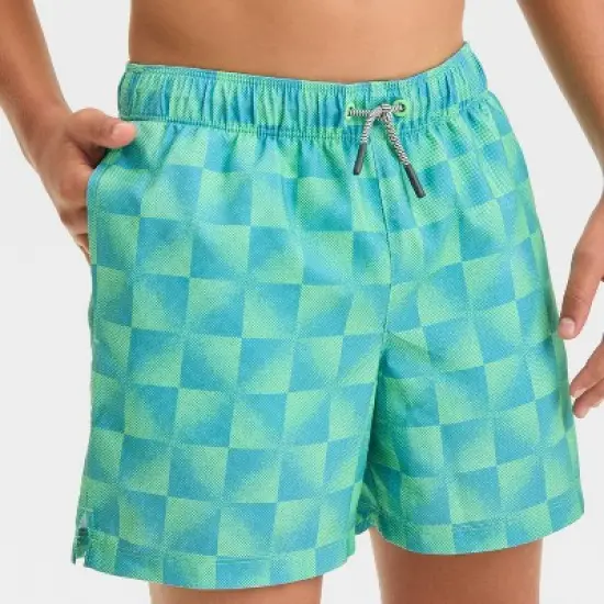 Boys' Plaid Swim Shorts - art class&trade; Green image {2}