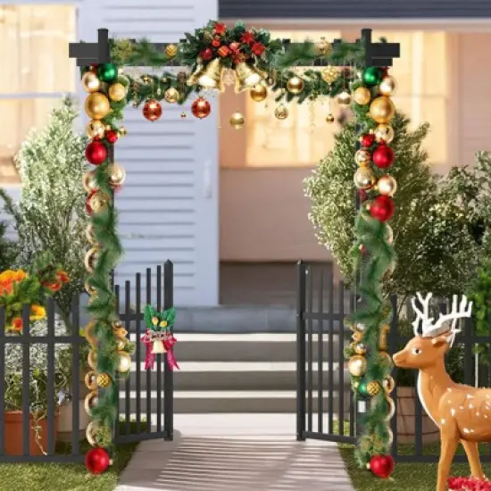 Karl Home 85 In. Black Pvc Garden Arbor With Gate And Fence image {4}