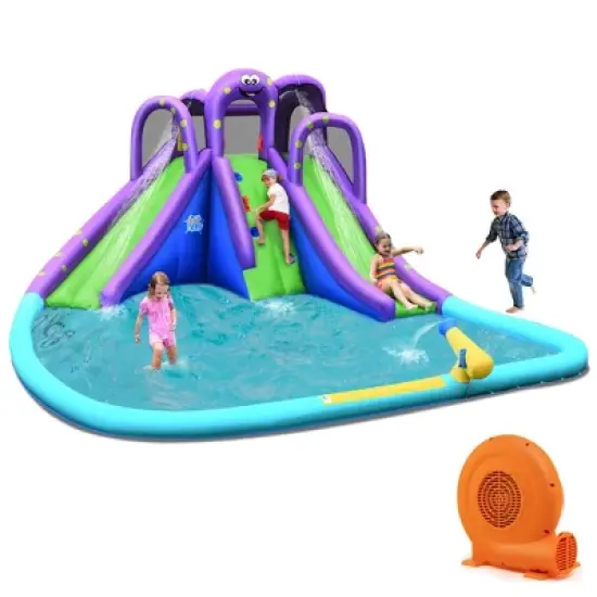 Costway Inflatable Water Park Octopus Bounce House Dual Slide Climbing Wall 750W Blower image {3}