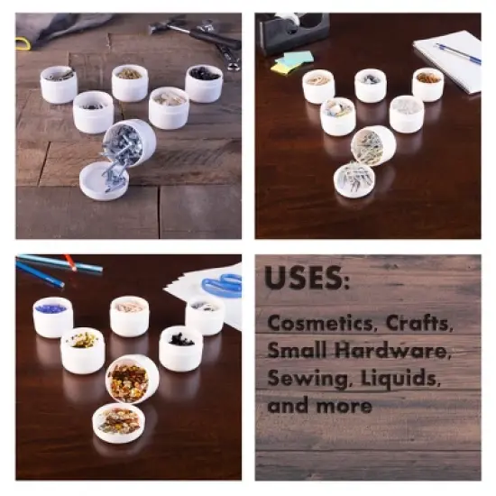 24-Pack of Small Containers with Lids - 2 oz Plastic Travel Bottles and Mini Jars for Organization with Inner and Outer Lid by Stalwart (White) image {2}