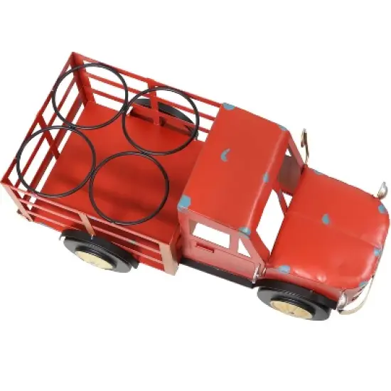 Sunnydaze Rustic Truck Metal Wine Rack - Red image {5}