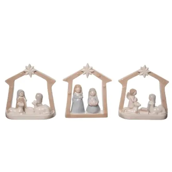 Transpac Ceramic Nativity Decor Set of 3 Christmas Home Decorations Porcelain Decorative Objects for Holiday Cheer image {1}