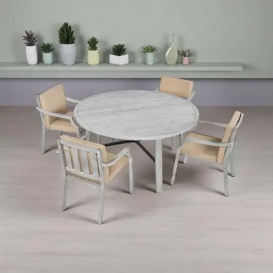 Mshliw 6-Piece Outdoor Dining Set with Acacia Wood Table image {2}