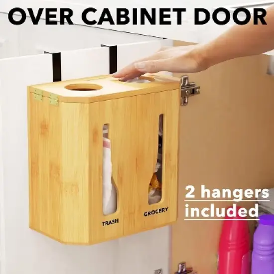 Trash Bag Dispenser & Grocery Bag Holder for Kitchen Organization (Bamboo)-SpaceAid&reg; image {5}