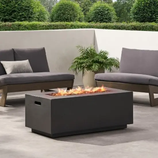GDFStudio Hearth Outdoor 40,000 BTU Lightweight Concrete Rectangular Fire Pit Table image {1}