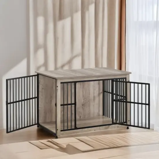 Dog Crate Furniture, End Table, Kennel for Dogs up to 70 lb, Modern Design Heavy-Duty Cage with Removable Tray, Double Doors image {1}