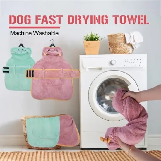 Dog Robes for After Bath - Super Absorbent & Fast Drying Coat with Hood, Bath Towels for Drying Dogs Small, Puppy Bathrobe Beach Essentials image {5}