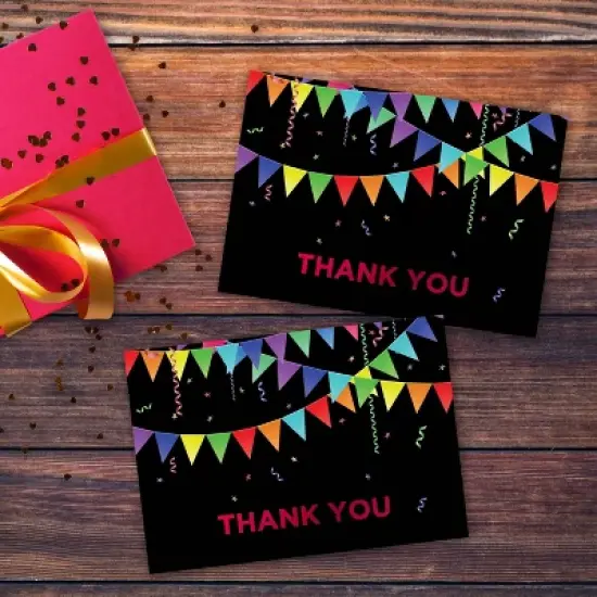 50ct Rainbow Pennant Red Foil Thank You Note Card & Envelopes image {2}