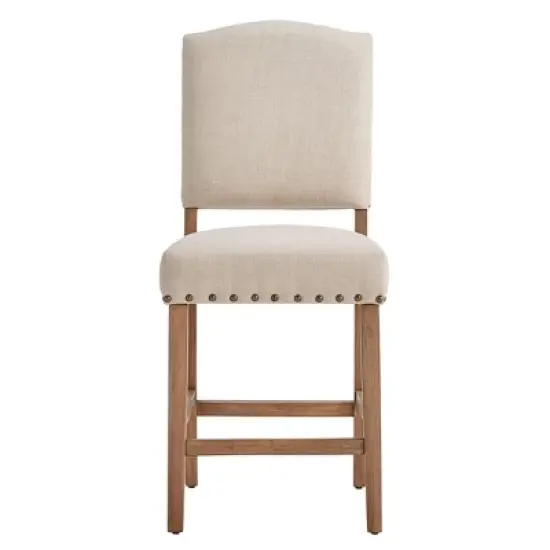 Set of 2 24" Iverson Nailhead Trim Linen Counter Height Barstools - Inspire Q image {2}