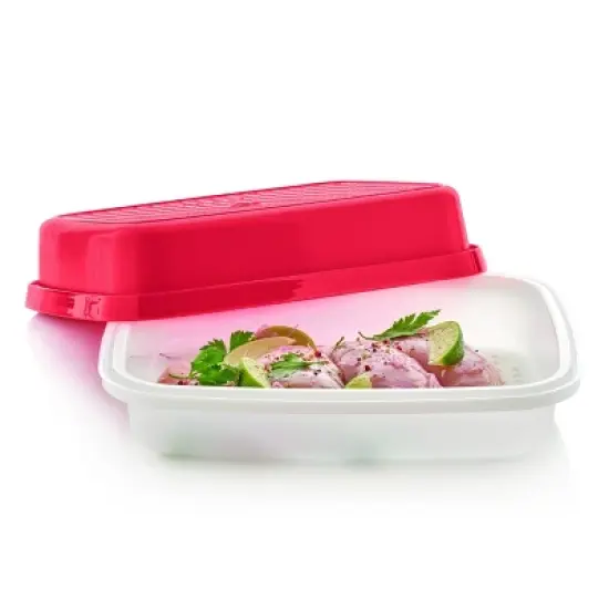 Tupperware Season Serve Marinating Food Storage Container:  Dishwasher-Safe, 12.5 Volume, Clear & Red image {5}