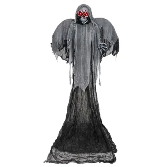 Costway 12.1 Ft Hanging Halloween Decoration Skeleton Ghost with Flickering Red Eyes image {1}