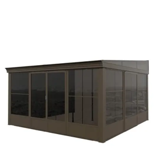 Mondawe 12x14 ft. Wall Mounted All-Season Permanent Outdoor Patio Gazebo Sunroom with Side Door and Detachable Windows image {12}