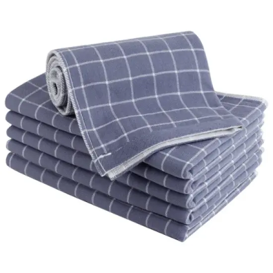 PiccoCasa 100% Cotton Kitchen Towel Cleaning Drying Absorbent Dish Towels 6 Pcs image {4}