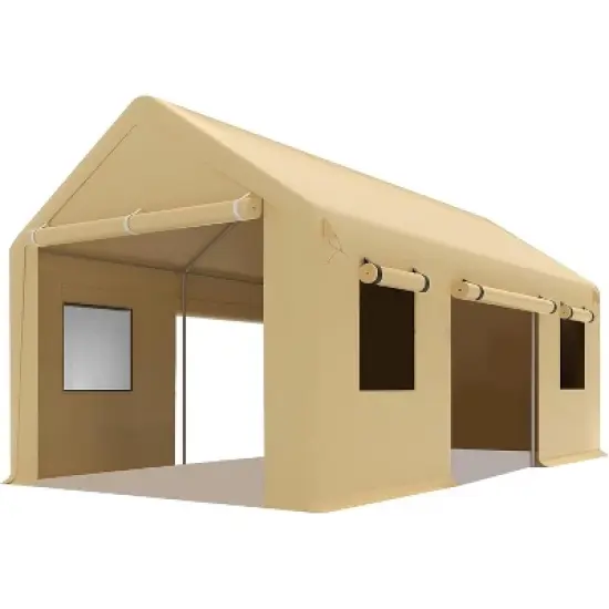 10'x20' Heavy Duty Portable Garage, All-Season Carport with Roll-Up Windows & Removable Walls, Shelter for Cars, Trucks & Outdoor Storage image {9}