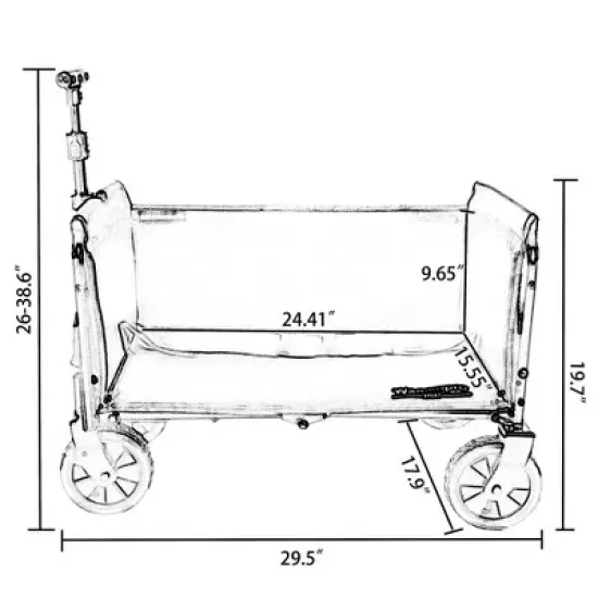 NAYSAYE Wagon Expandable Dual Layer Utility Cart for Shopping Gardening and Outdoor Fun, Gray, 29.5"*17.9"*38.6" image {2}