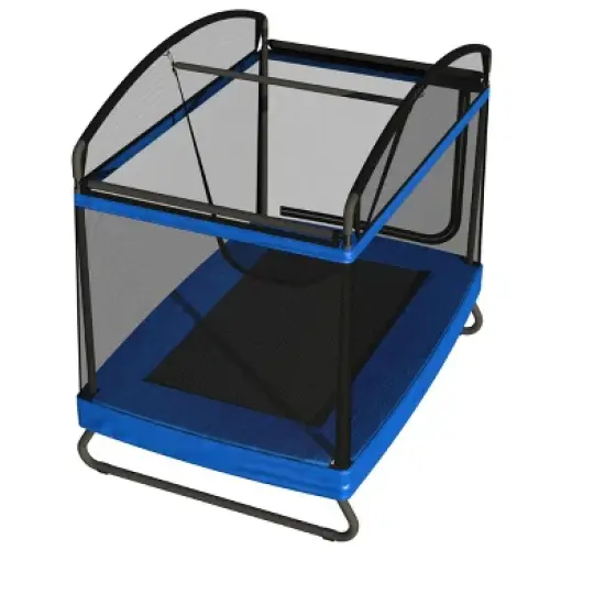Belatt 4x6FT Rectangular Outdoor Trampoline with Safety Net &ndash; Black & Blue, for Kids and Adults image {6}