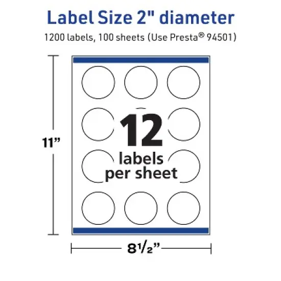 Avery TrueBlock Matte White Paper Labels,  2" diameter Round image {4}
