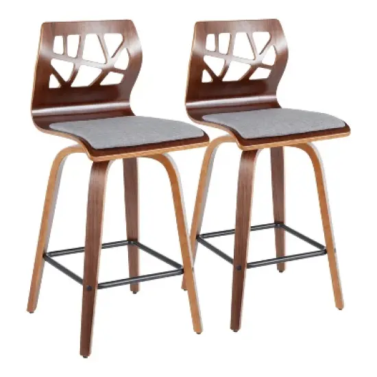 Set of 2 Folia Mid-Century Modern Counter Height Barstools - LumiSource image {10}