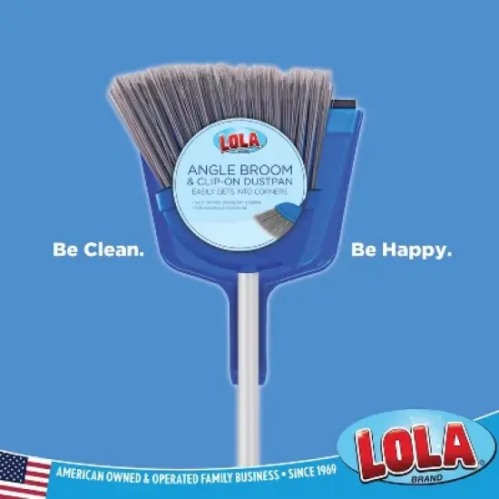 Angle Broom w/Dustpan, Indoor, 9.25" W Head, Smaller Style- Made w/ Recycled Soda Bottles & Polished Aluminum Lightweight Handle, by LOLA, 1 Count image {5}