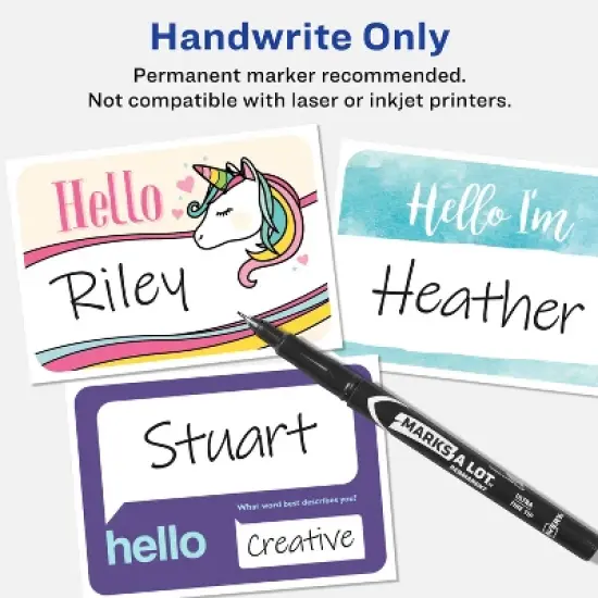 Avery Adhesive Name Tags, Donuts, Pink & Blue, 2-1/3" x 3-3/8", 80 Name Stickers (80029) image {3}