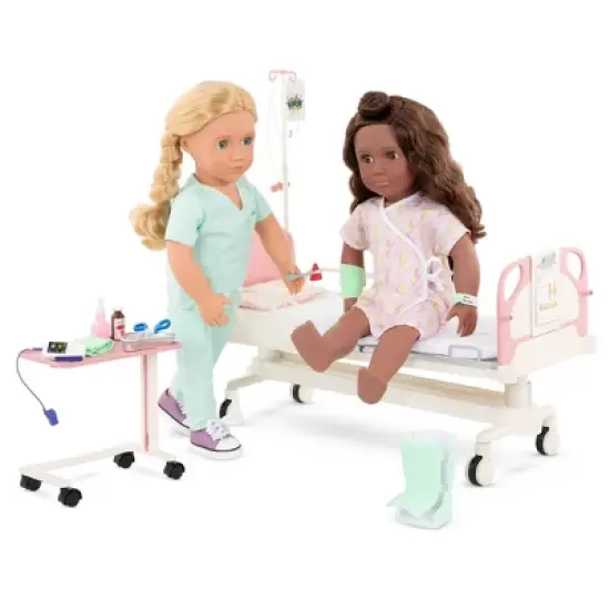 Our Generation Adjustable Hospital Bed & Doctor Set for 18" Dolls - Get Well Bed image {6}