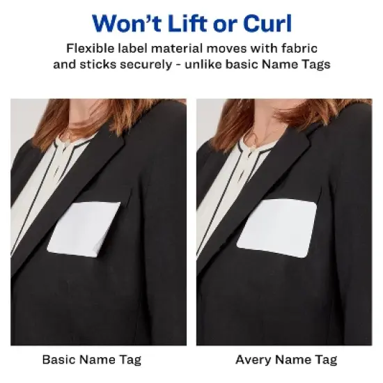 Avery Flexible Name Badges, 2-1/3" x 3-3/8", White with Blue Border, 400 per Pack, 2 Packs, 800 Removable Name Tag Stickers Total (01730) image {2}