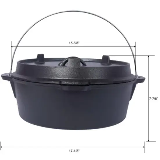 SEVOBAL Grill Cookware Outdoor Dutch Oven with Skillet Lid for Group Cooking and Camping Use Area, Black, 15.3"*17"*7.8" image {3}