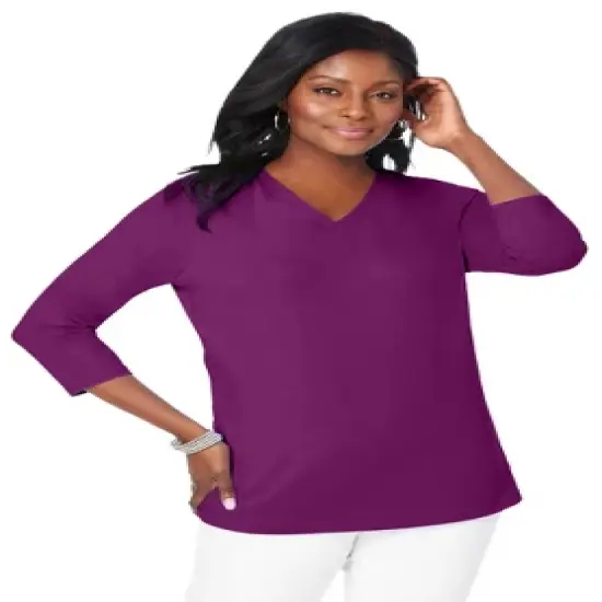 Jessica London Women&rsquo;s Plus Size V-Neck Tee image {10}