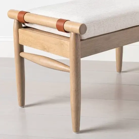 Upholstered Natural Wood Ottoman - Hearth & Hand&trade; with Magnolia image {1}