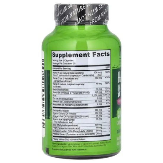 NATURELO Hair, Skin & Nails With Biotin & Collagen, 60 Capsules image {1}