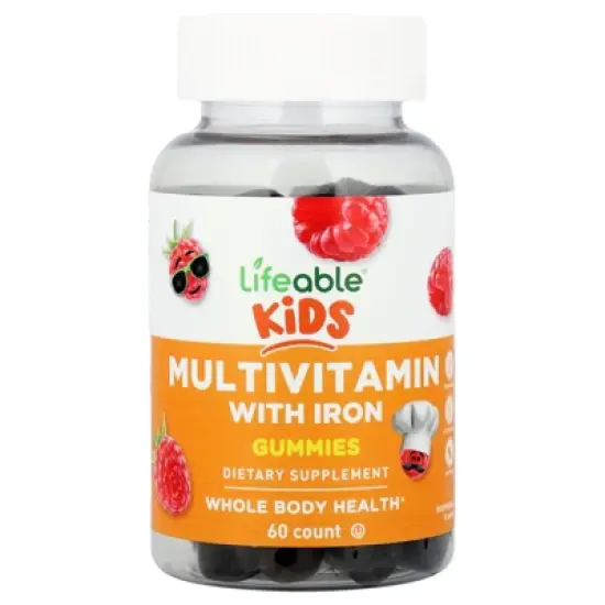 Lifeable Kids, Multivitamin With Iron Gummies, Raspberry, 60 Gummies image {4}