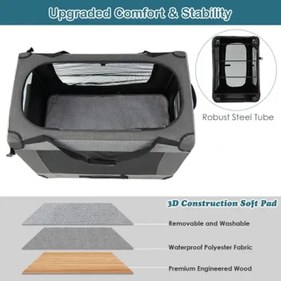 Tangkula Extra Large Portable Folding Cat Soft Crate w/ 4 Lockable Wheels Cat Carrier image {3}