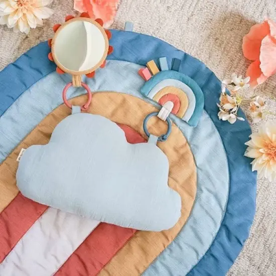 Itzy Ritzy Rainbow Tummy Time Play Mat with Cloud Bolster and Two Toys image {13}