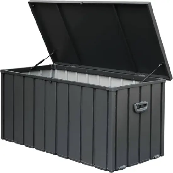 120 gal Steel Waterproof Deck Box Gray image {9}