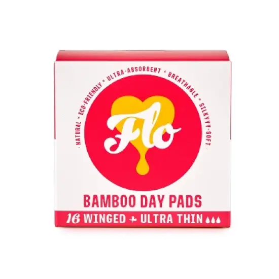 Flo Organic Bamboo Silky-Soft Ultra-Thin Absorbent with Wings Day Maxi Pads - 16ct image {6}