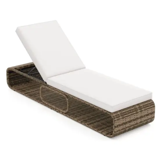 Costway 1/2 PCS Outdoor Chaise Lounge Chair with Adjustable Backrest Cushion and Storage image {10}